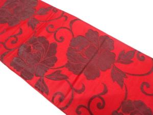 アンティーク　牡丹唐草模様織り出し袋帯（着用可）